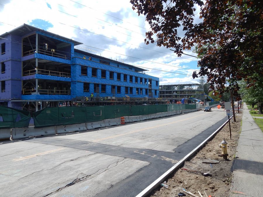 Looking west down Campus Avenue from the corner of Central, Aug. 13, 2015. (Doug Hubley/Bates College)