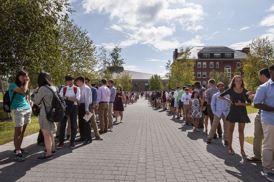 First year students file into the historic quad for Convocation.