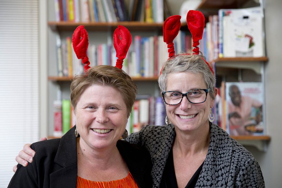 Director of Bates Dining Services Cheryl Lacey (left) and Assistant Vice President for Dining, Conferences and Campus Events Christine Schwartz. (Phyllis Graber Jensen/Bates College)