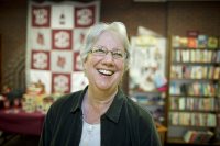 For the legions of students who have worked for her in the College Store, Sarah Potter '77 and her staff have helped to give a sense of normalcy amid their intense, day-to-day academic lives. (Phyllis Graber Jensen/Bates College)
