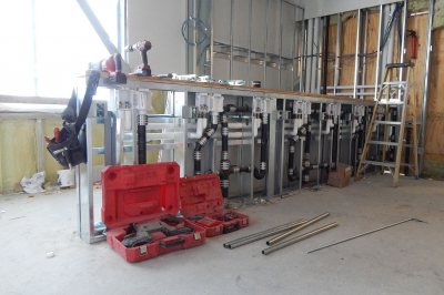 A laundry room in the making at 55 Campus Ave. on Dec. 2, 2015. (Doug Hubley/Bates College) 