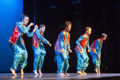 At Schaeffer Theatre, the Bollywood Dance caps off Sangai Asia Night (this year’s theme was “Color of Asia), a popular annual showcase that follows the college's annual Arts Crawl. (Josh Kuckens/Bates College)