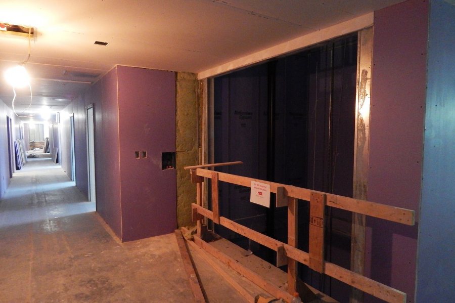 A second-floor elevator shaft at 55 Campus Ave. (Doug Hubley/Bates College) 