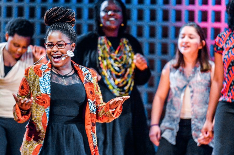 A moment from the 2015 Inside Africa fashion show, now known as the Africana Fashion Show. (Max Huang '18 for Bates College)