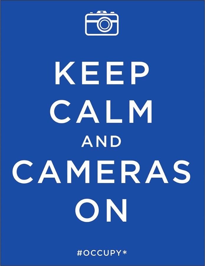 "Keep Calm," a 2011 poster by Mark Miller, Los Angeles, on view in the Bates museum exhibition "Occuprint."