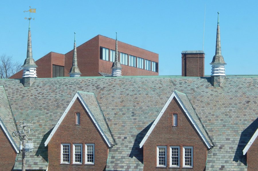 Batesville Skyline: The fourth floor of 55 Campus Ave. affords a whole new view of Chase Hall and Ladd Library. (Doug Hubley/Bates College)