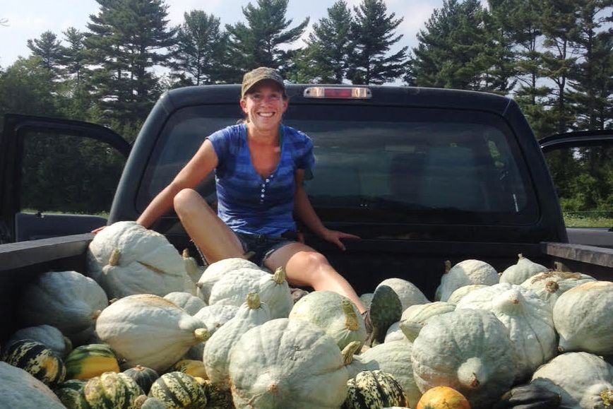 Katherine Creswell reaps the bounty that was the 2015 winter squash harvest.