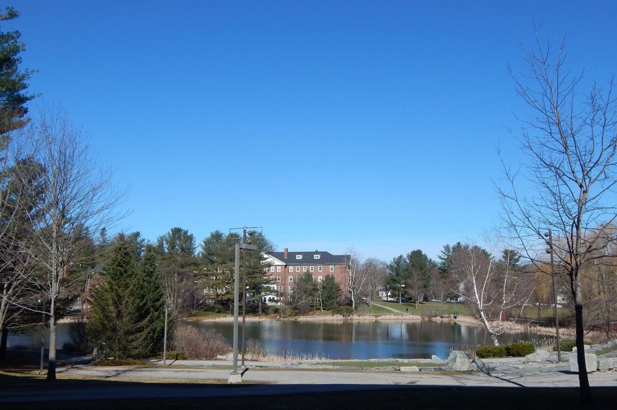 A new entrance to Wentworth Adams Hall will enable students to better enjoy this view of Lake Andrews. (Doug Hubley/Bates College)