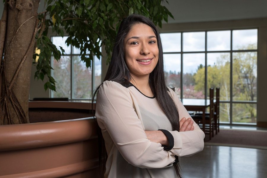 Maria “Lupe” Vargas ’16, a sociology major from Medford, Ore., was awarded a 2016–17 Fulbright English Teaching Assistantship for Colombia. (Josh Kuckens/Bates College)