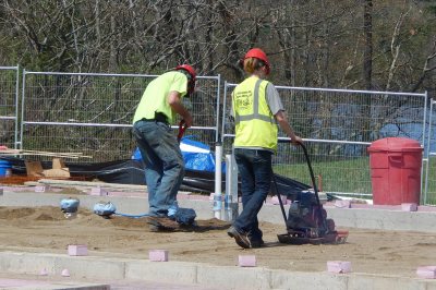 Site prep for the new boathouse. (Doug Hubley/Bates College) 