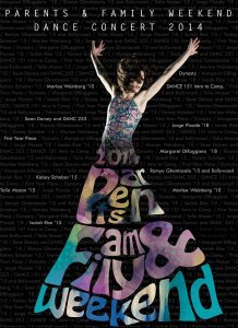 Bates dance poster for 2014 Parents & Family Weekend Dance Concert 2014.