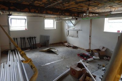Shown on June 8, 2016, this space in the basement of Smith Hall will become the residence coordinator's apartment. (Doug Hubley/Bates College)
