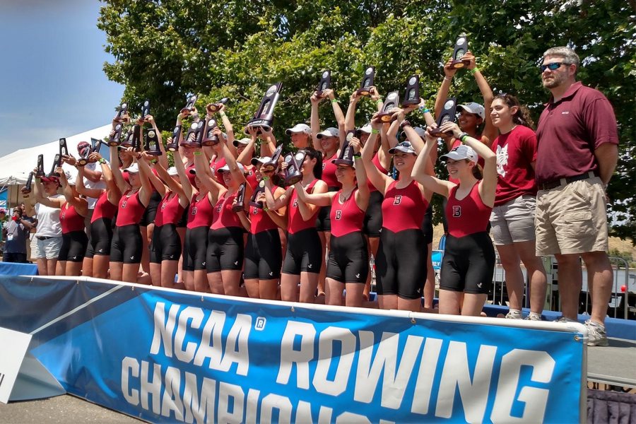 In late May, the women's second varsity eight won its third straight gold medal at this year’s NCAA Rowing Championships. As a team, Bates finished second to national champion Wellesley. (Aaron Morse/Bates College)