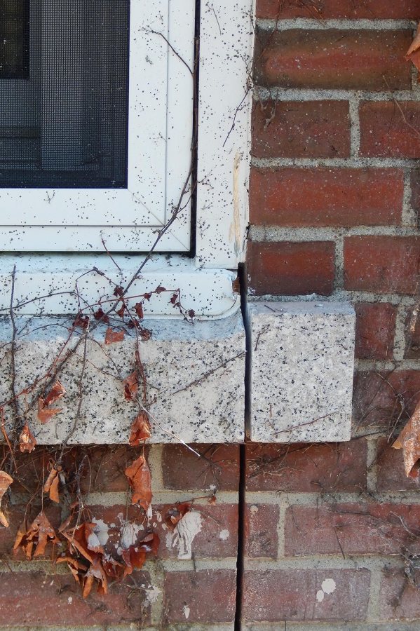 Shown on July 5, 2016, this incision at the site of a new entrance in the back wall of Wentworth Adams Hall was made by the Westbrook, Maine, subcontractor Pro-Cut Concrete Cutting. (Doug Hubley/Bates College)