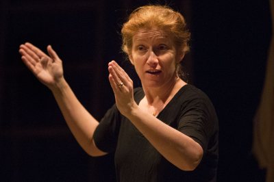 Visiting Professor of Theater Sally Wood directs "Tomorrow in the Battle." 