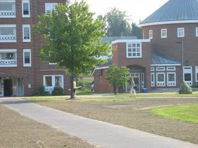 Paths have supplanted the Garcelon Field track. (Doug Hubley/Bates College)