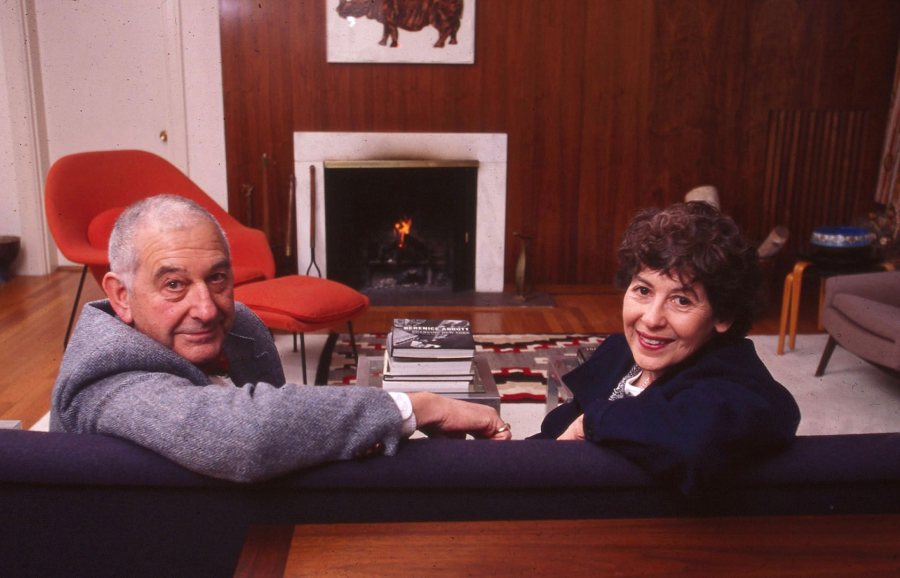 Marcy and Leonard Plavin pose for a portrait at their Mountain Avenue home in 1999. (Phyllis Graber Jensen/Bates College