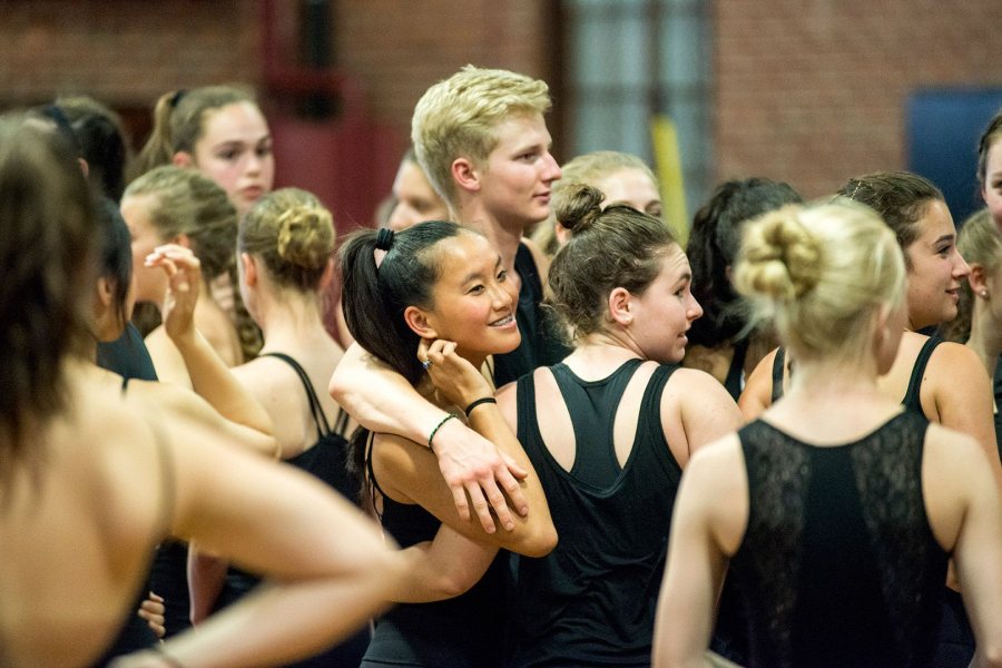 Bates Dance Festival students perform in a July 26 showcase in Alumni Gymnasium. (Josh Kuckens/Bates College)