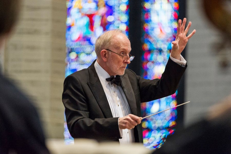 Shown in April 2016, John Corrie directs the Bates College Choir. (Josh Kuckens/Bates College)In a major community collaboration conducted by John Corrie, the Bates Orchestra and Choir join other L-A ensembles for ìStill Sea and Fortunate Journeyî and the masterpiece ìMissa Solemnis.î Featured with Bates are the Maine Music Society Chorale and Orchestra, the Scola of the Basilica of SS Peter & Paul, and the Edward Little High School and Lewiston High School choirs.