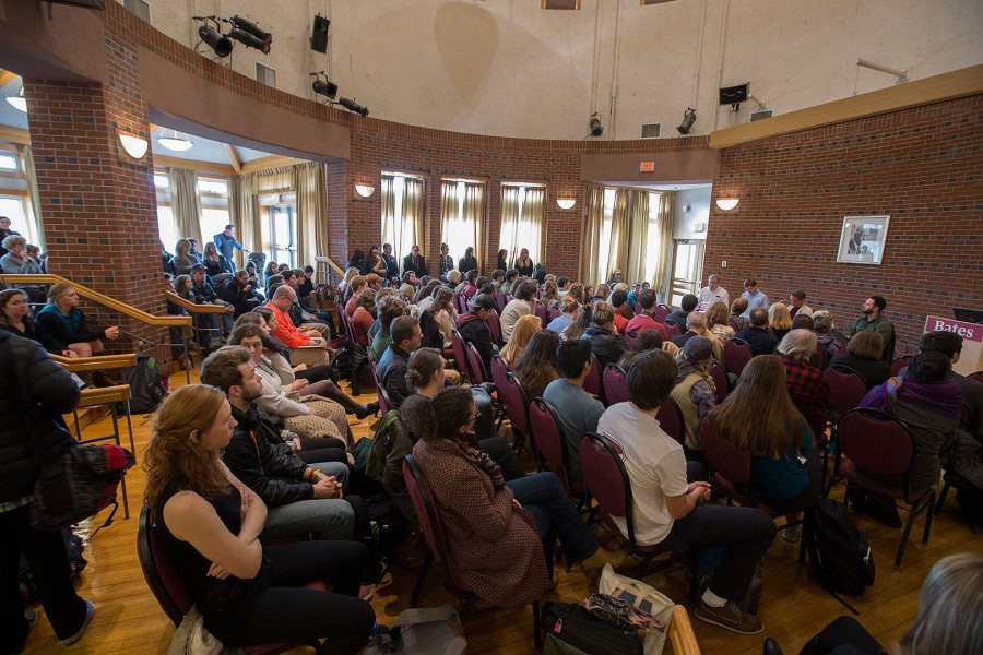 "What Just Happened?" fills the Benjamin Mays Center. (Phyllis Graber Jensen/Bates College)