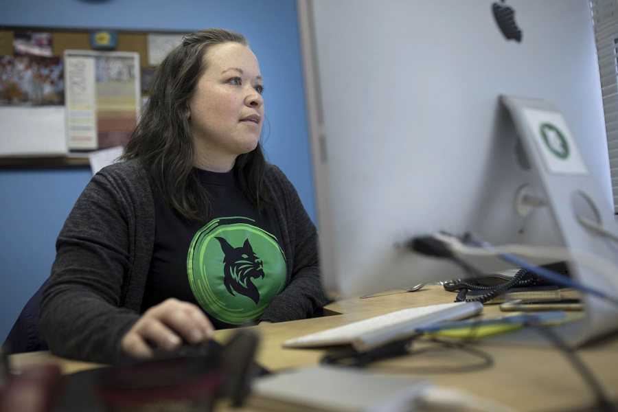 Leanne Ouimet of the Bates Communications Office is among Bates faculty and staff who have received Green Dot training. (Phyllis Graber Jensen/Bates College)