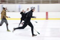 Speed and control are keys to broomball success. But you don't have to have either.