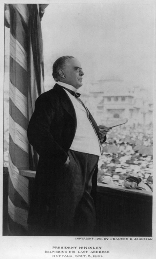 President William McKinley addresses the Pan-American Exposition on Sept. 5, 1901, the day before his assassination. (Frances B. Johnston/Library of Congress Prints and Photographs Division)