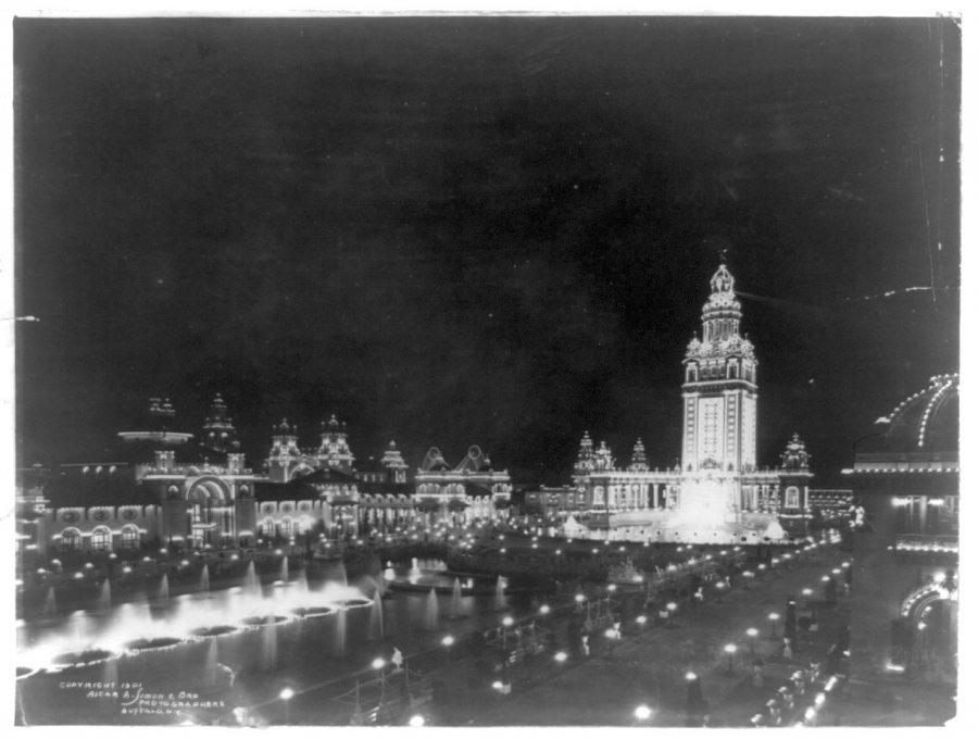 The Pan-American Exposition at night, illuminated by thousands and thousands of incandescent bulbs. (Library of Congress Prints and Photographs Division)