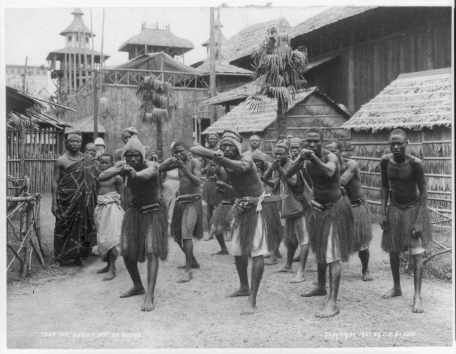 "War Dance — African Village." The representation of Africans and African Americans at the world's fair drew protests. (C.D. Arnold/Library of Congress Prints and Photographs Division)