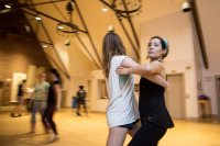 Christina Lang '18 of Novato, Calif., dances with Erin Fuller '18 of Reno, Nev. 