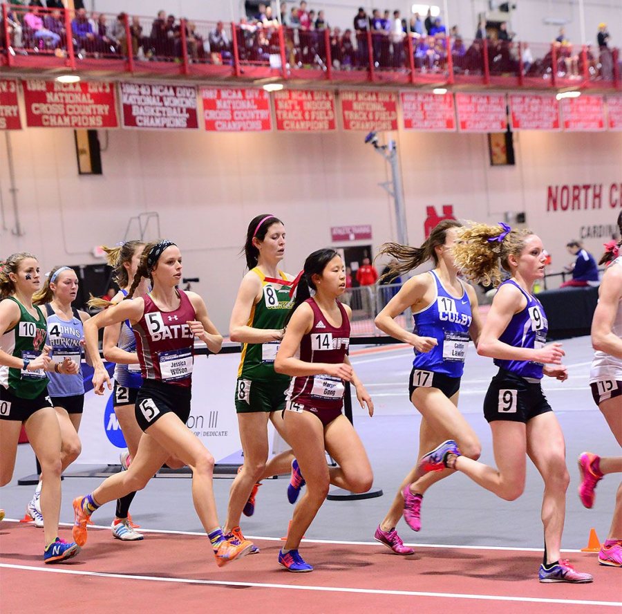 Jessica Wilson '17 competes in the 3,000 meter run. "It hurt, it really hurt," she said. "But you just have to be comfortable with being uncomfortable." (Photograph by d3photography.com)