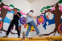 In 2017, Bates students teamed with Lewiston High School students to create a mural in the YWCA gym. The mural's theme is "Women of Color Leading Change." The project was guided by artist Carolina González Valencia of the Bates art and visual culture department. (Phyllis Graber Jensen/Bates College)