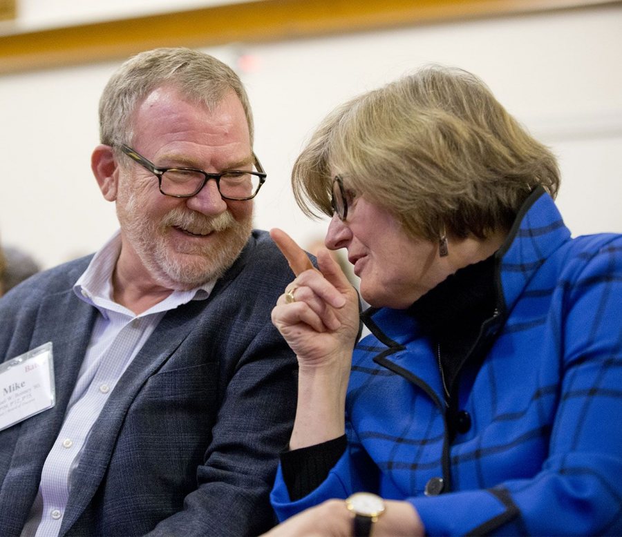 "We are incredibly fortunate to have Clayton Spencer at the helm in this moment in history," says Mike Bonney. (Phyllis Graber Jensen/Bates College)