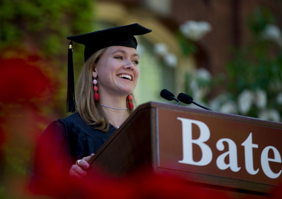 Molly Chisholm of Boston gave the senior address. (Phyllis Graber Jensen/Bates College)