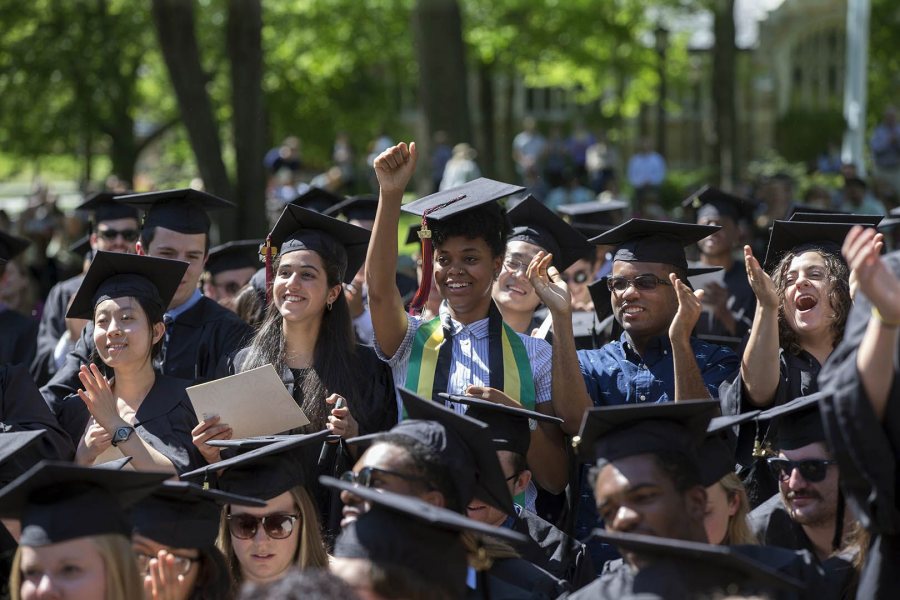 Seniors cheer at Baccalaureate on May 27. (Phyllis Graber Jensen/Bates College)