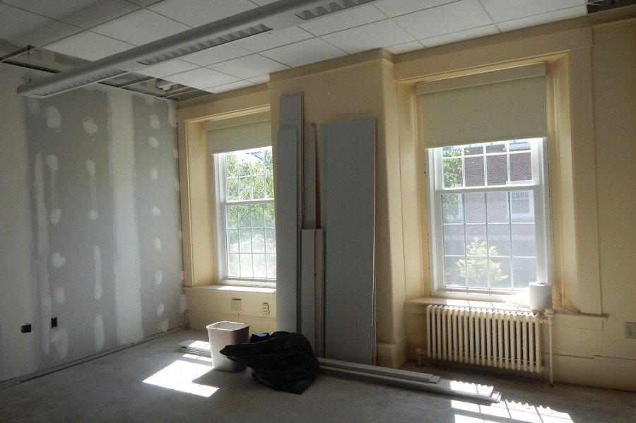 This ground floor space in Hathorn Hall is being renovated into offices for the neuroscience program. (Doug Hubley/Bates College)