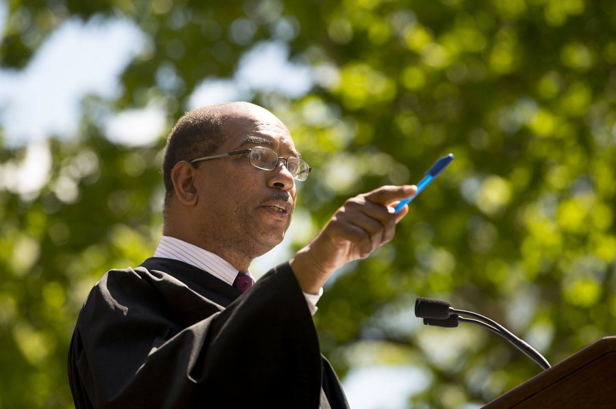Associate Dean James Reese delivers the Baccalaureate address on May 27. (Phyllis Graber Jensen/Bates College)