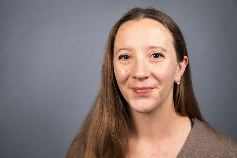 Equipped with a new lab in Hathorn Hall, Assistant Professor of Neuroscience Michelle Greene studies visual perception. (Theophil Syslo/Bates College)