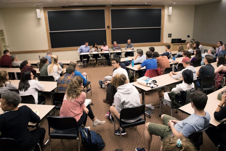 Responding to Charlottesville: Historical Perspectives at Pettengill G21 on September 18th, 2017. A roundtable discussion with Dr. Andrew Baker, Bates College, Dr. Margaret Creighton, Bates College, Dr. Patrick Otim, Bates College, Robin McDowell, Harvard University, and moderated by Dr. Christopher Petrella, Bates College. Sponsored by the Department of History and the Office of Equity and Diversity.