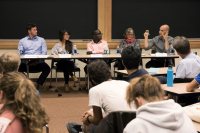 Responding to Charlottesville: Historical Perspectives at Pettengill G21 on September 18th, 2017.  A roundtable discussion with Dr. Andrew Baker, Bates College, Dr. Margaret Creighton, Bates College, Dr. Patrick Otim, Bates College, Robin McDowell, Harvard University, and moderated by Dr. Christopher Petrella, Bates College. Sponsored by the Department of History and the Office of Equity and Diversity.