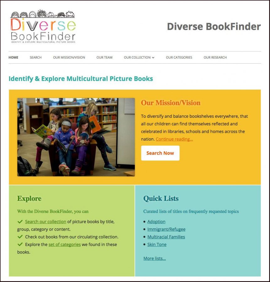 The online Diverse BookFinder website allows users to search books by title, racial group depicted, where the story takes place, and the narrative message within.