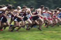 Men’s cross country hosted and won the Bates Invitational vs. Tufts, WPI, and Southern Maine at Pineland Farms in New Gloucester. (Theophil Syslo/Bates College) 
