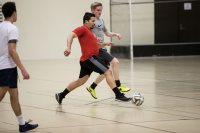 Nick Krauthamer '19 of Washington, D.C., controls the ball while being pursued by Fay of Half Moon Bay, Calif.