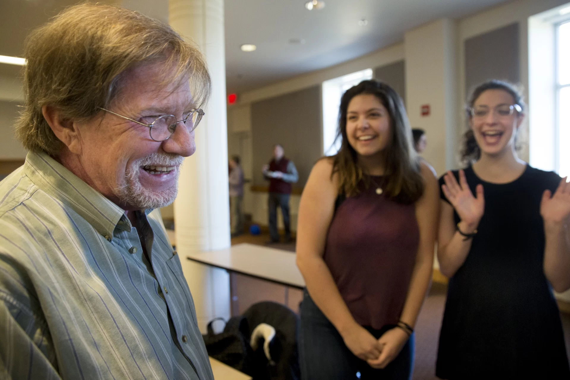 Surprise party for Rob Farnsworth, who is retiring, in Pettengill's Keck Room.