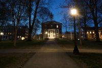 Hathorn Hall seen from the Quad at 8:32 P.M. on May 8th, 2018.  Photo was captured using a Canon EOS 5D Mark IV and a 24mm lens, ISO: 200, Aperture: 5.6, Shutter: 2.5 seconds.