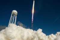 An Orbital Sciences Corporation Antares rocket is seen as it launches from Pad-0A at NASA's Wallops Flight Facility, Thursday, January 9, 2014, Wallops Island, VA. Antares is carrying the Cygnus spacecraft on a cargo resupply mission to the International Space Station. The Orbital-1 mission is Orbital Sciences' first contracted cargo delivery flight to the space station for NASA. Cygnus is carrying science experiments, crew provisions, spare parts and other hardware to the space station. Photo Credit: (NASA/Bill Ingalls)