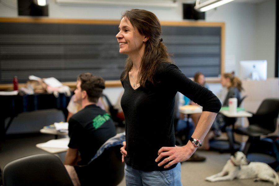 Associate Professor of Education Mara Tieken teaches “Community Organizing for Social Justice” in May 2018. (Phyllis Graber Jensen/Bates College)