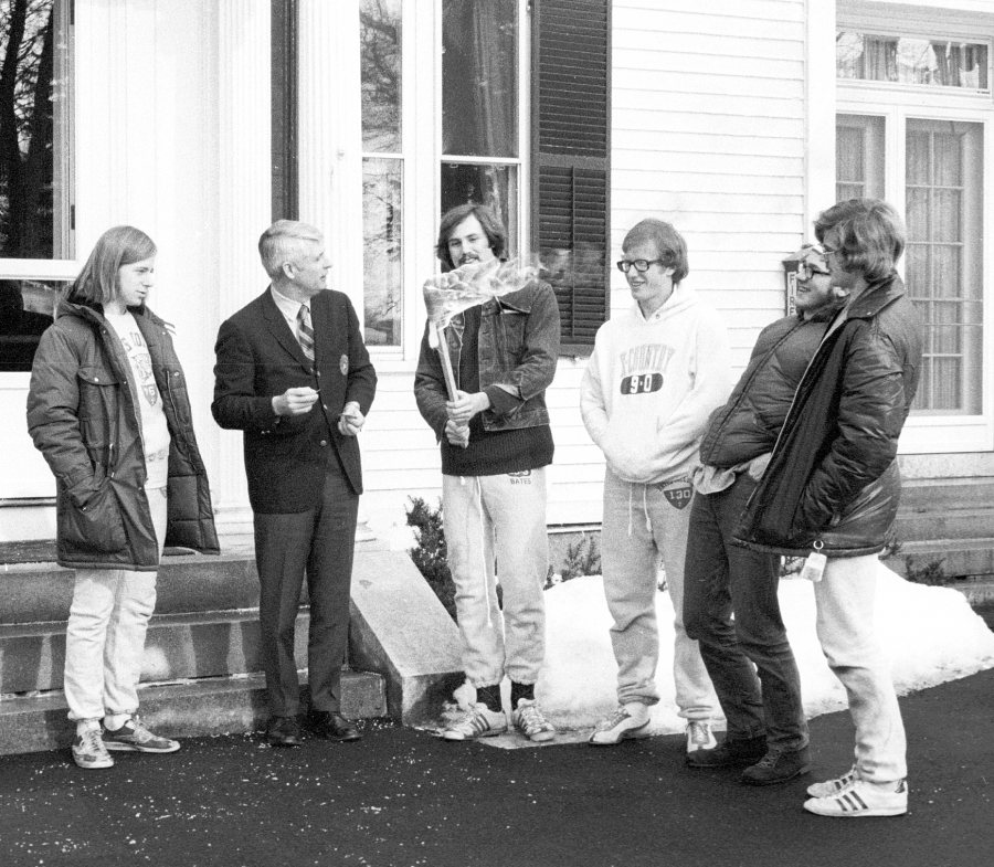 Maine Gov. Ken Curtis  lights the Winter Carnival torch in 1974.