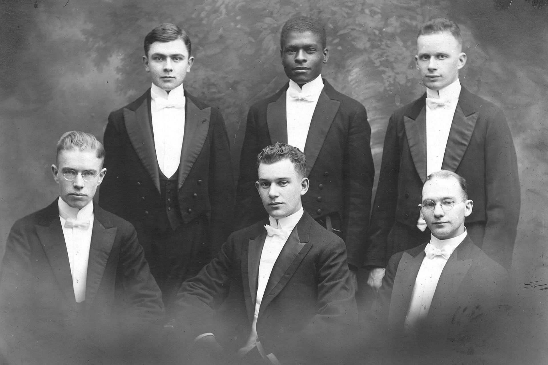 Benjamin E. Mays, middle of the back row, poses with a 1919 debate team.