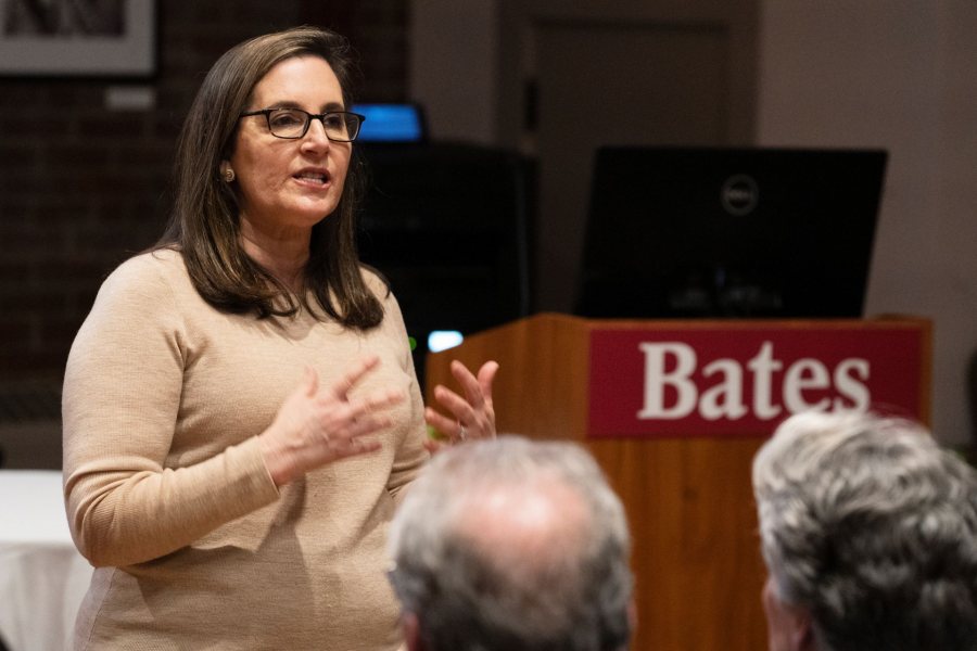 The Mueller investigation is neither a witch hunt nor a crusade to save America, Joyce White Vance ’82 said during a public talk on March 21 in the Muskie Archives. Instead, it’s a test of the rule of law. (Theophil Syslo/Bates College)